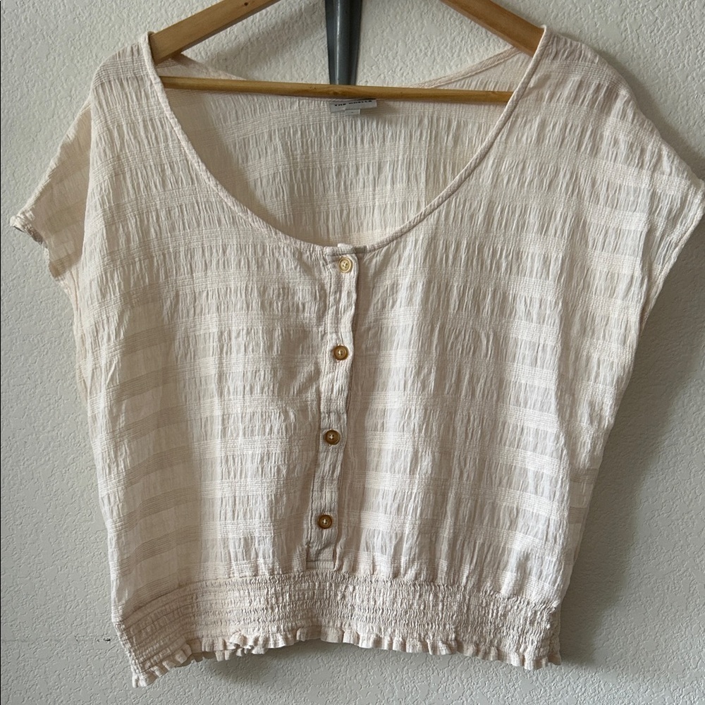 The Odells lightweight Cotton Crop Scoop Neck Blouse size L